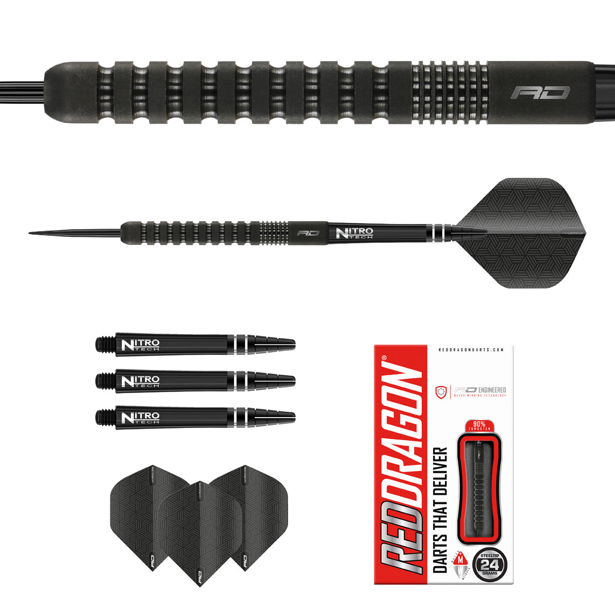 Phantom 90% Tungsten Steel Tip Darts by Red Dragon