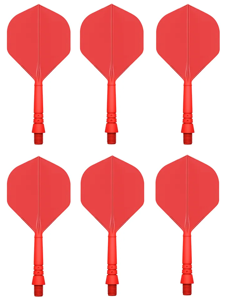 Integrated Flights and Shafts by Rebel Darts, Red, 6 Pack