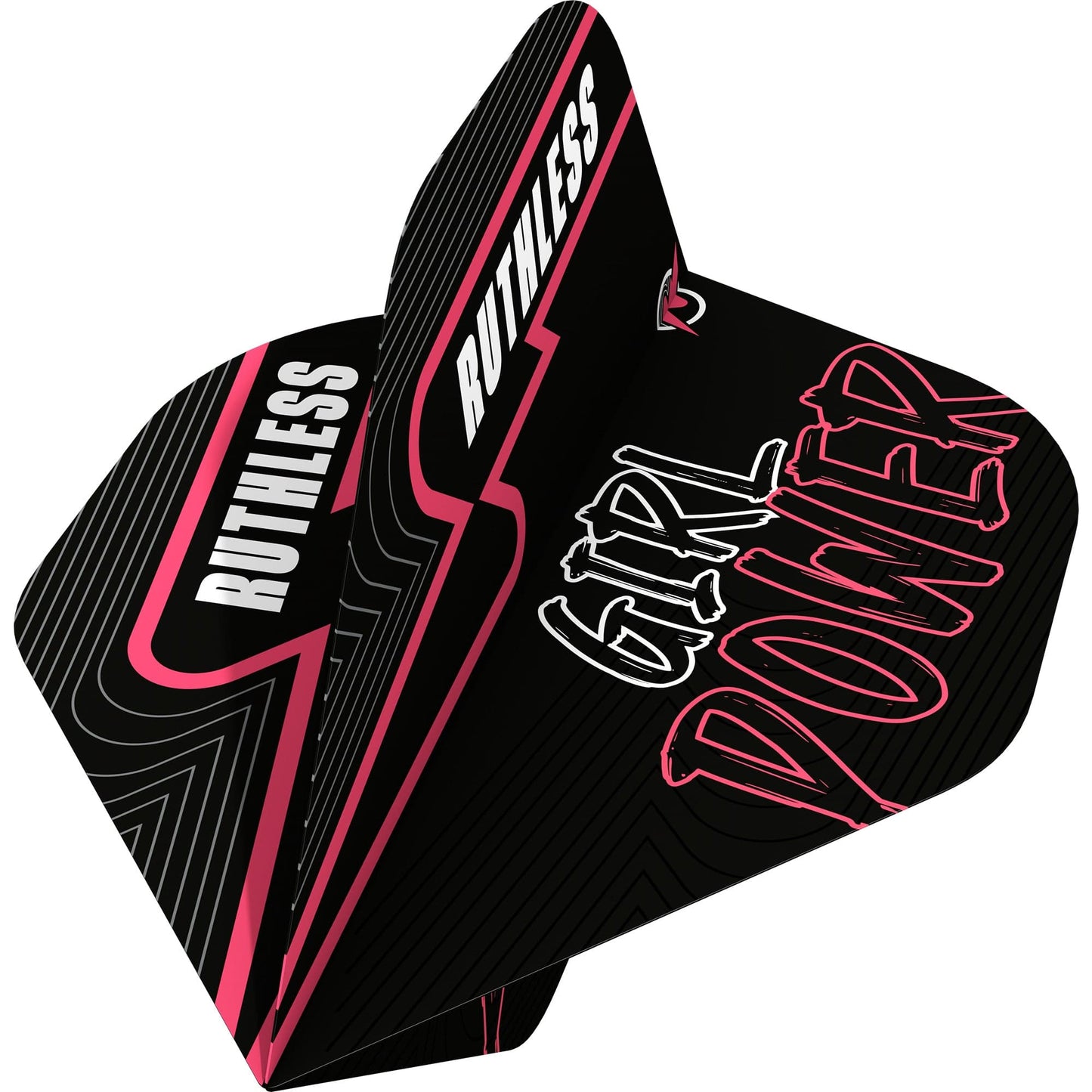 Ruthless Girl Power Dart Flights, Black with Pink, No 2 Shape, 100 Micron