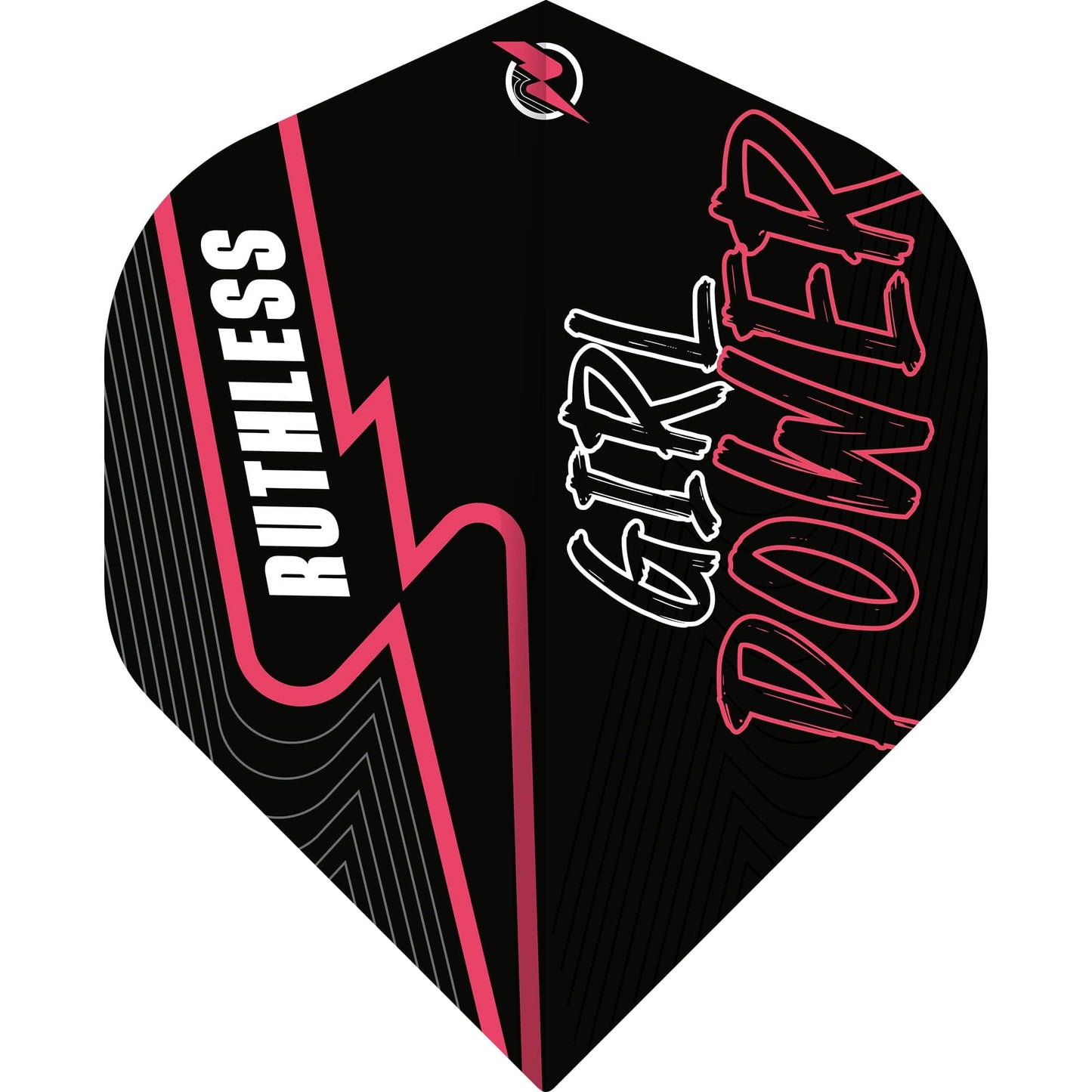 Ruthless Girl Power Dart Flights, Black with Pink, No 2 Shape, 100 Micron
