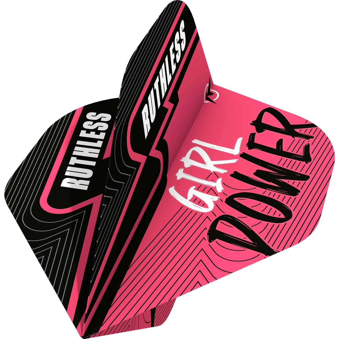 Ruthless Girl Power Dart Flights, Pink with Black, No 2 Shape, 100 Micron