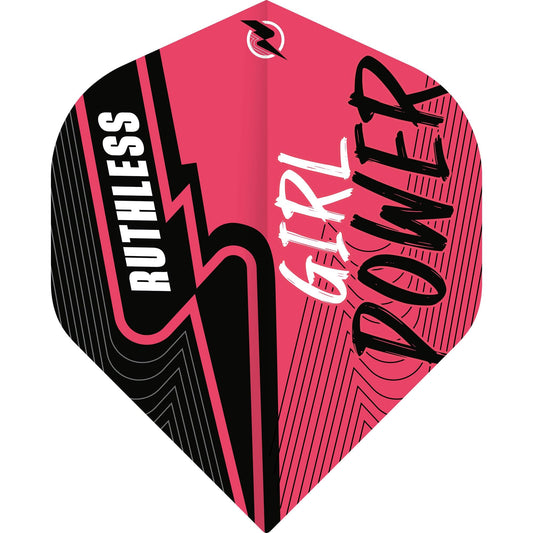 Ruthless Girl Power Dart Flights, Pink with Black, No 2 Shape, 100 Micron