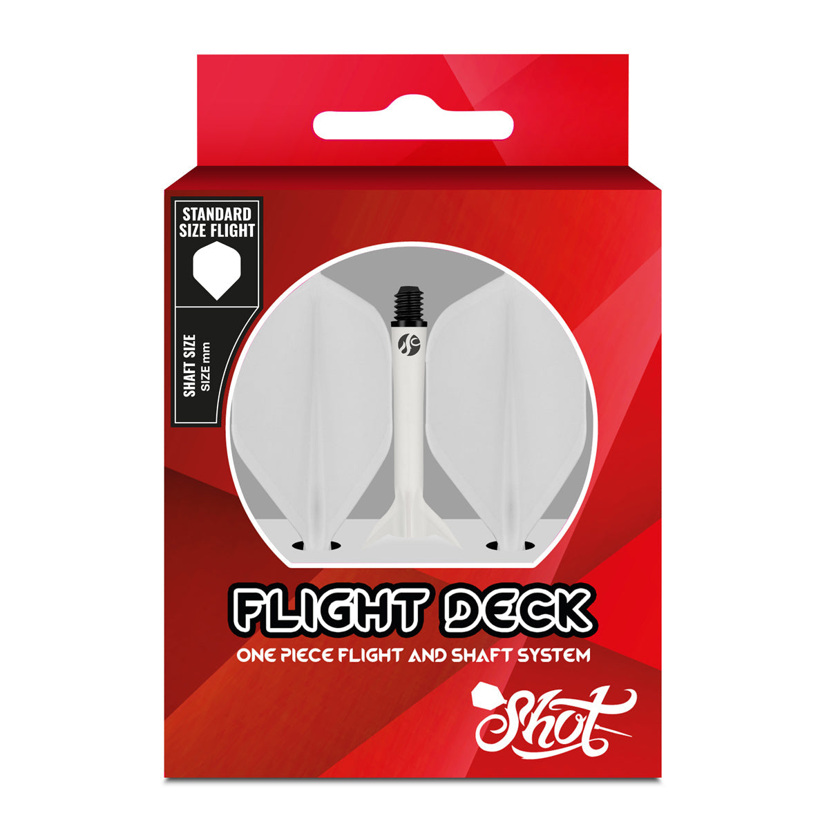 Flight Deck White One Piece Dart Flight and Shaft System by Shot