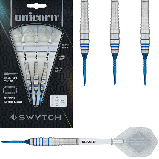 Swytch Blue 80% Tungsten Steel Tip Darts by Unicorn