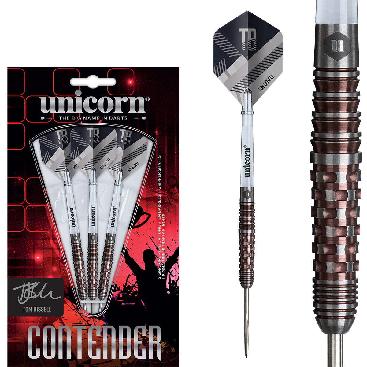 Unicorn Tom Bissell Rosso 95% Tungsten Steel Tip Darts