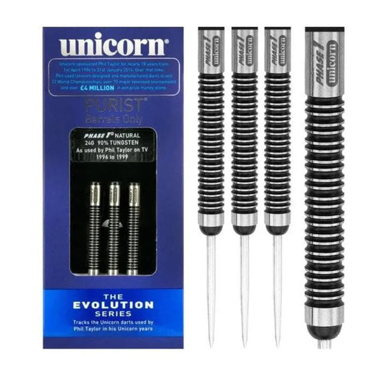 Unicorn Purist Phase 1 Natural 90% Tungsten Steel Tip Darts