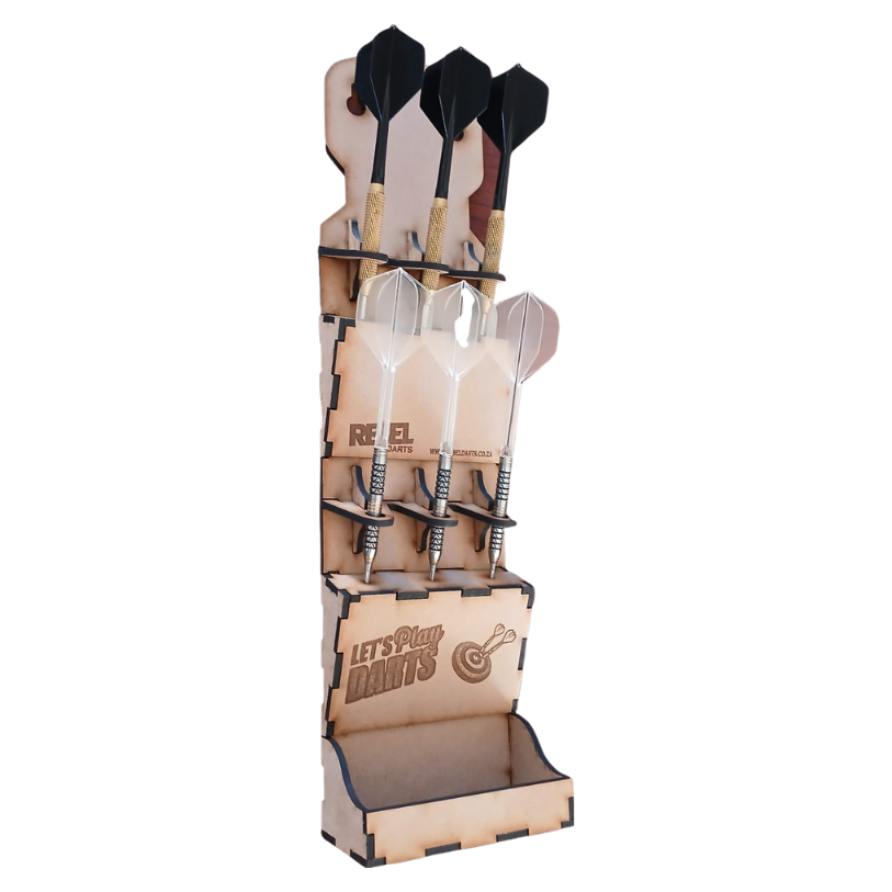 Compact Wooden Dart Holder with Accessories Storage
