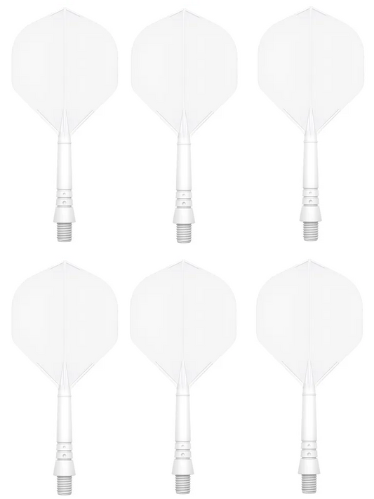 Integrated Flights and Shafts by Rebel Darts, White, 6 Pack