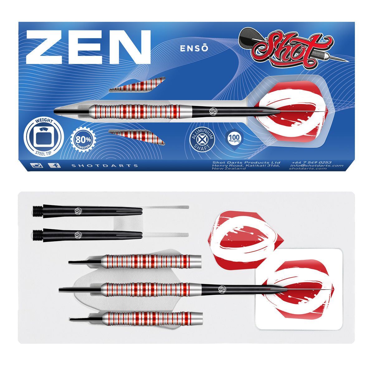 Zen Enso 80% Tungsten Steel Tip Darts by Shot