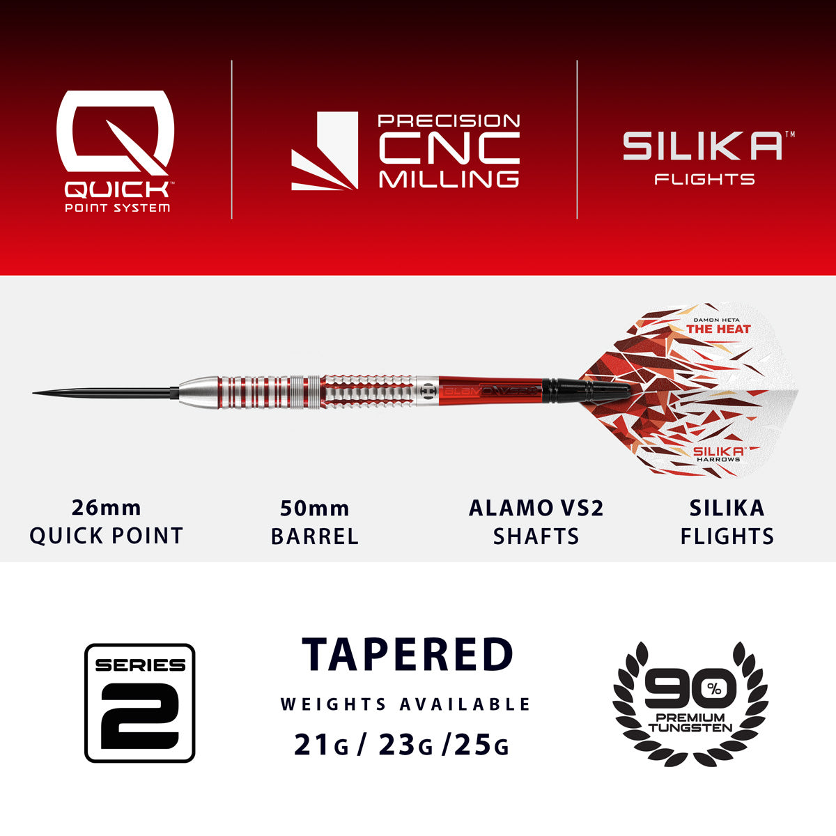 Harrows Damon Heta Series 2 90% Tungsten QP Steel Tip Darts
