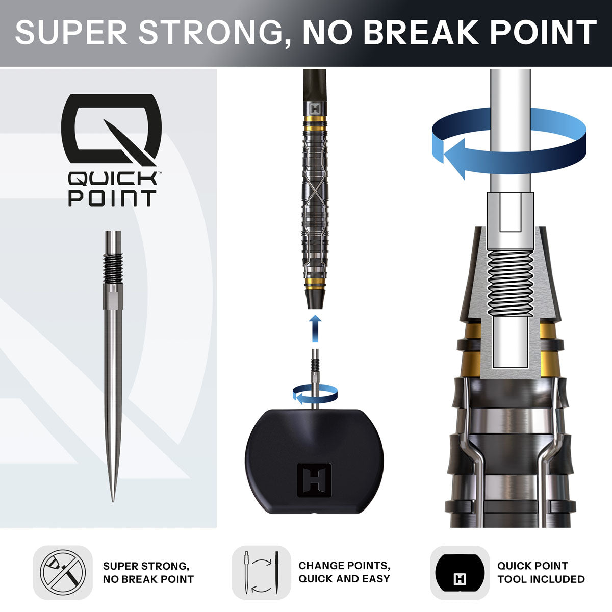 Harrows NX Luxe Tapered Quick Point 90% Tungsten Steel Tip Darts