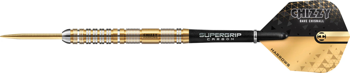 Harrows Chizzy V2 26 Gram Steel Tip Darts, Gold Titanium, Dave Chisnall, 90% Tungsten