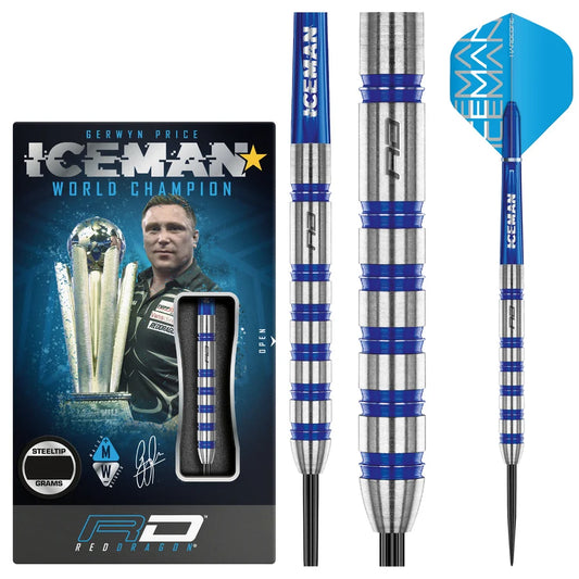 Gerwyn Price Iceman Challenger V2 Tungsten Steel Tip Darts by Red Dragon 23 Gram