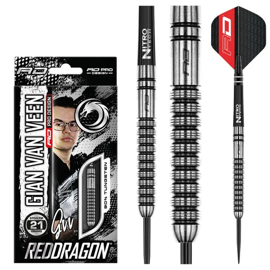 Gian Van Veen 90% Tungsten Steel Tip Darts by Red Dragon 21 Gram