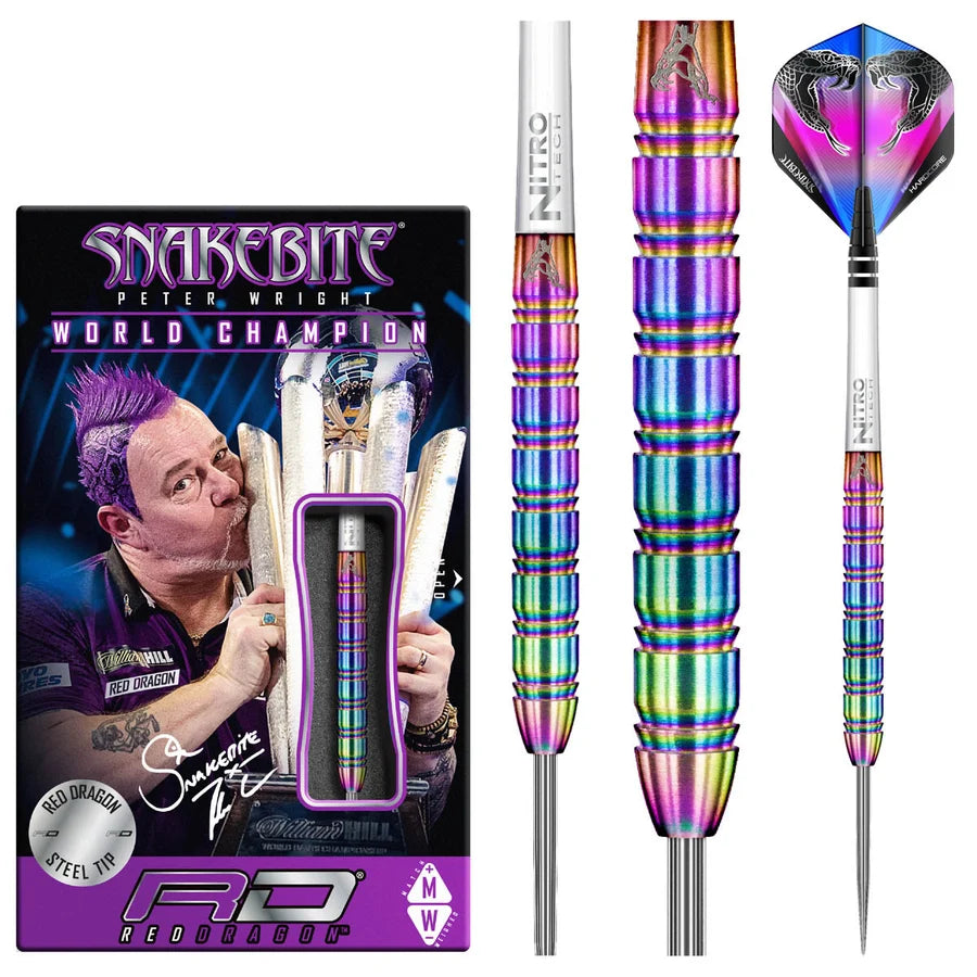 Peter Wright Snakebite 1 90% Tungsten Steel Tip Darts by Red Dragon 21 Gram