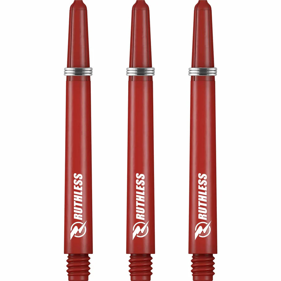 Ruthless Deflectagrip Nylon Dart Shafts, Red, Medium Length