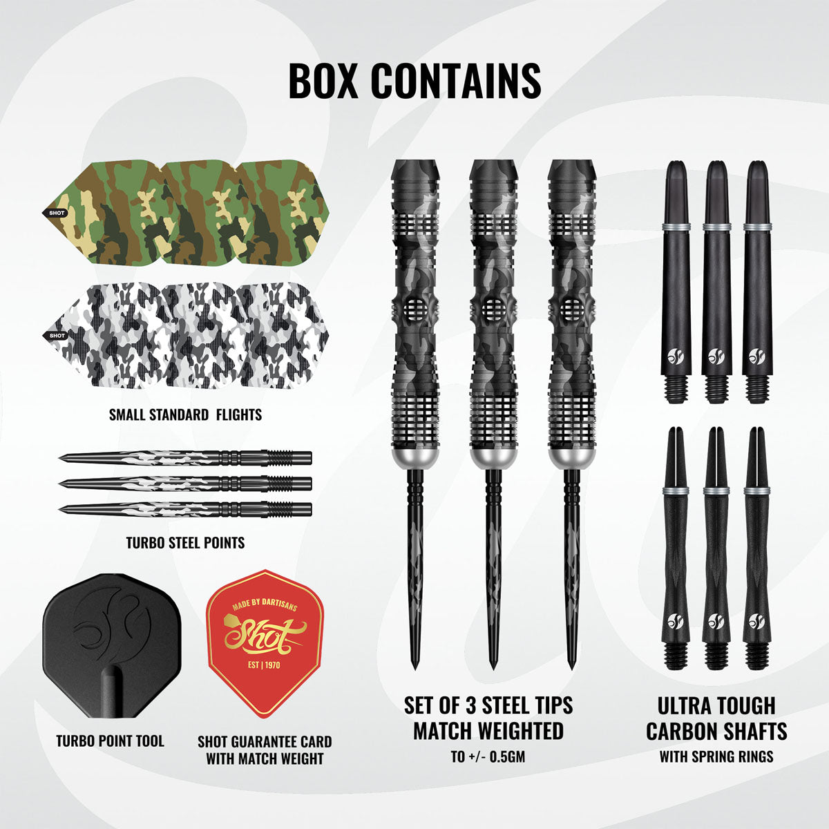Shot Camo Longshot Turbo Point 95% Tungsten Steel Tip Darts