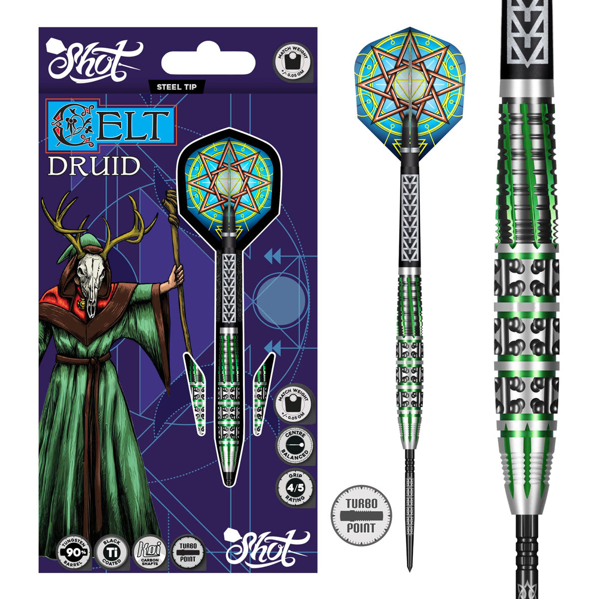 Shot Celt Druid Turbo Point 90% Tungsten Steel Tip Darts