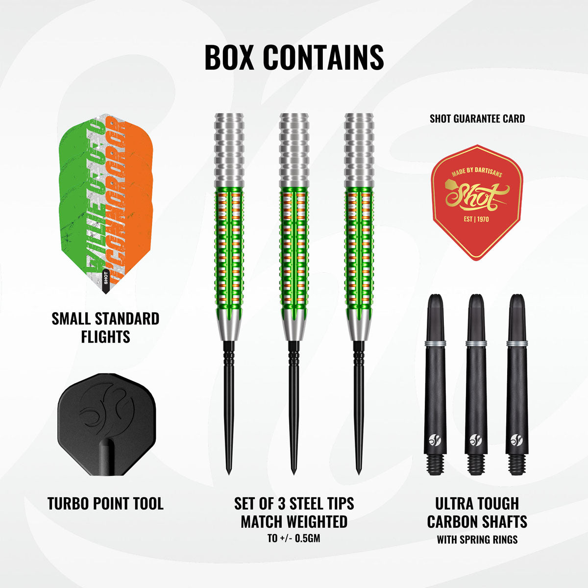 Shot Pro Series Willie O'Connor Turbo Point 90% Tungsten Steel Tip Darts