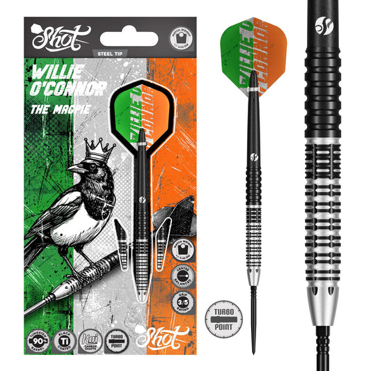 Shot Pro Series Willie O'Connor Magpie Turbo Point 90% Tungsten Steel Tip Darts
