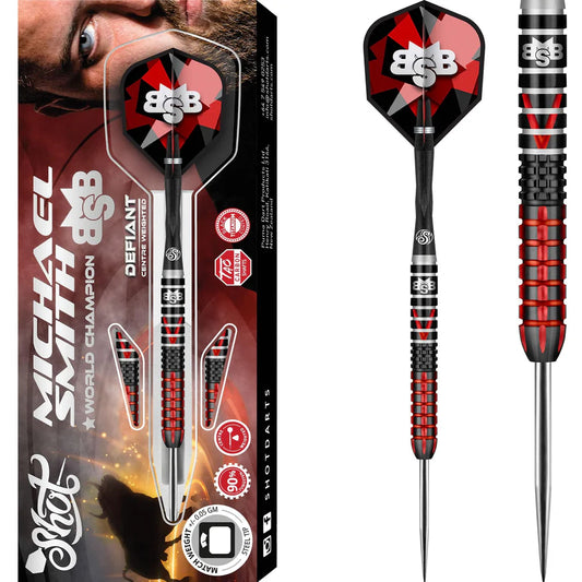 Shot Bully Boy Defiant 25 Gram Steel Tip Darts, Michael Smith, 90% Tungsten