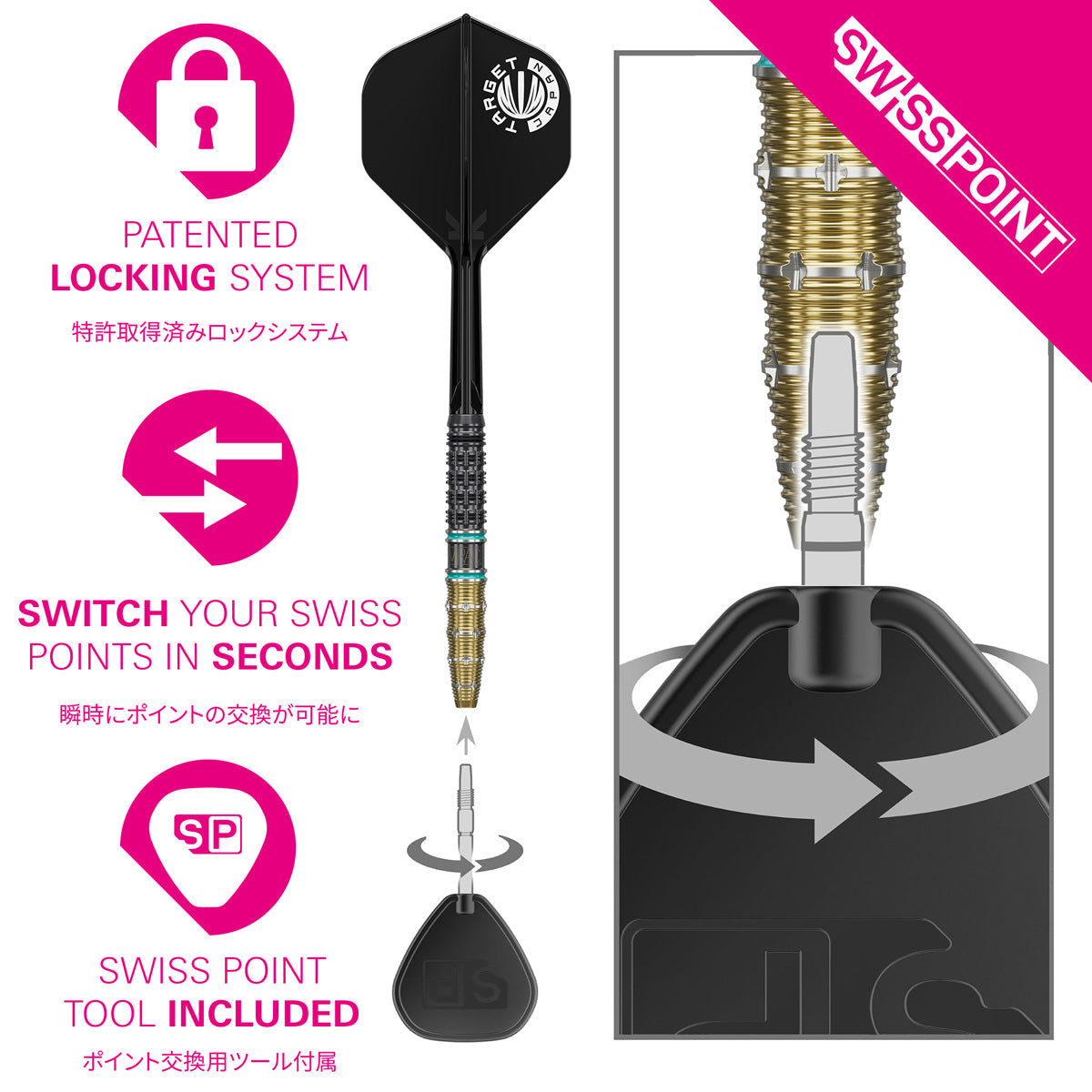 Target Japan Mikuru Suzuki The Miracle G7.5 95% Tungsten Swiss Point Steel Tip Darts