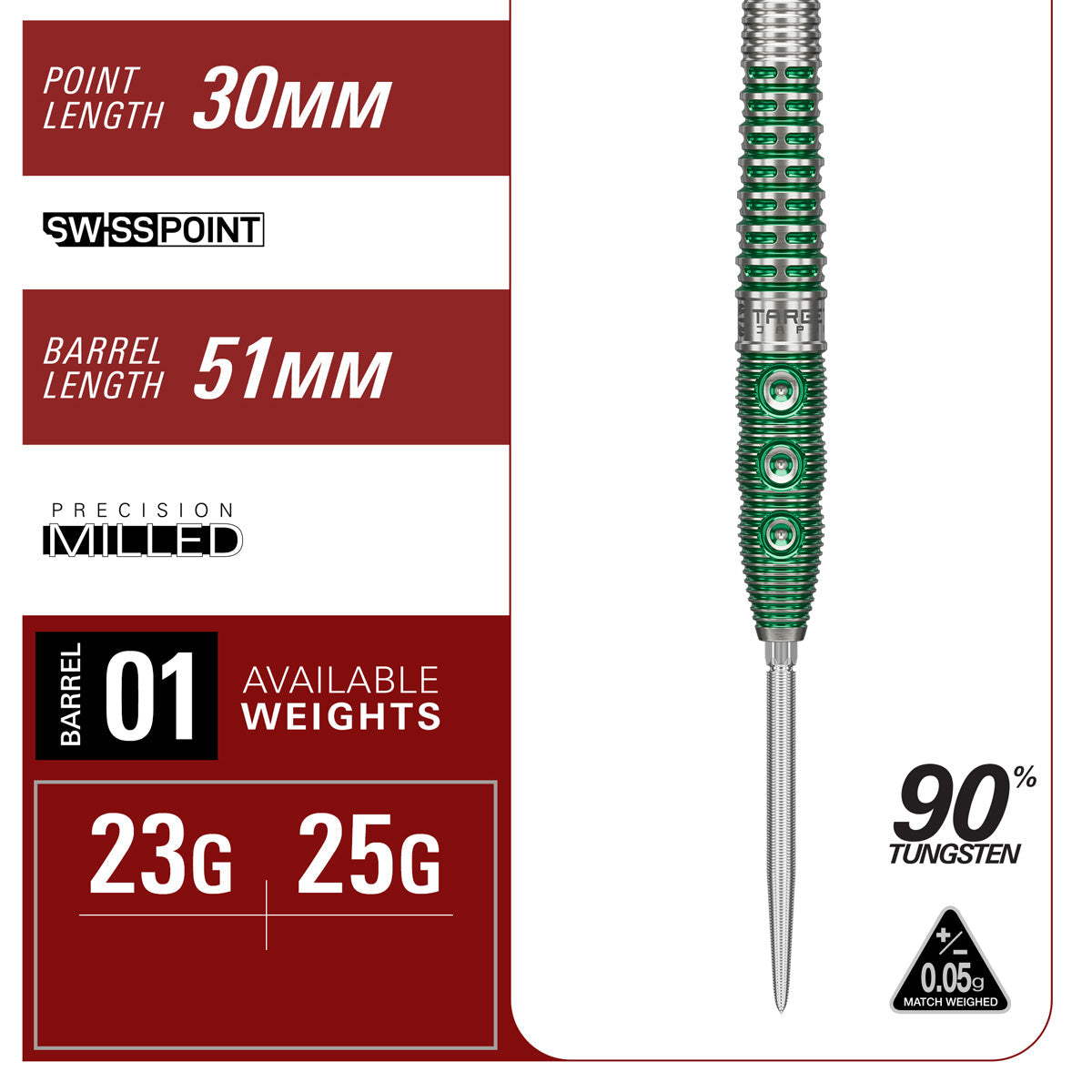 Target Japan Motomu Sakai Xeno G1  90% Tungsten Swiss Point Steel Tip Darts