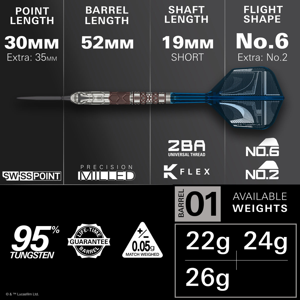 STAR WARS™ | TARGET Mandalorian 95% Tungsten SP Steel Tip Darts