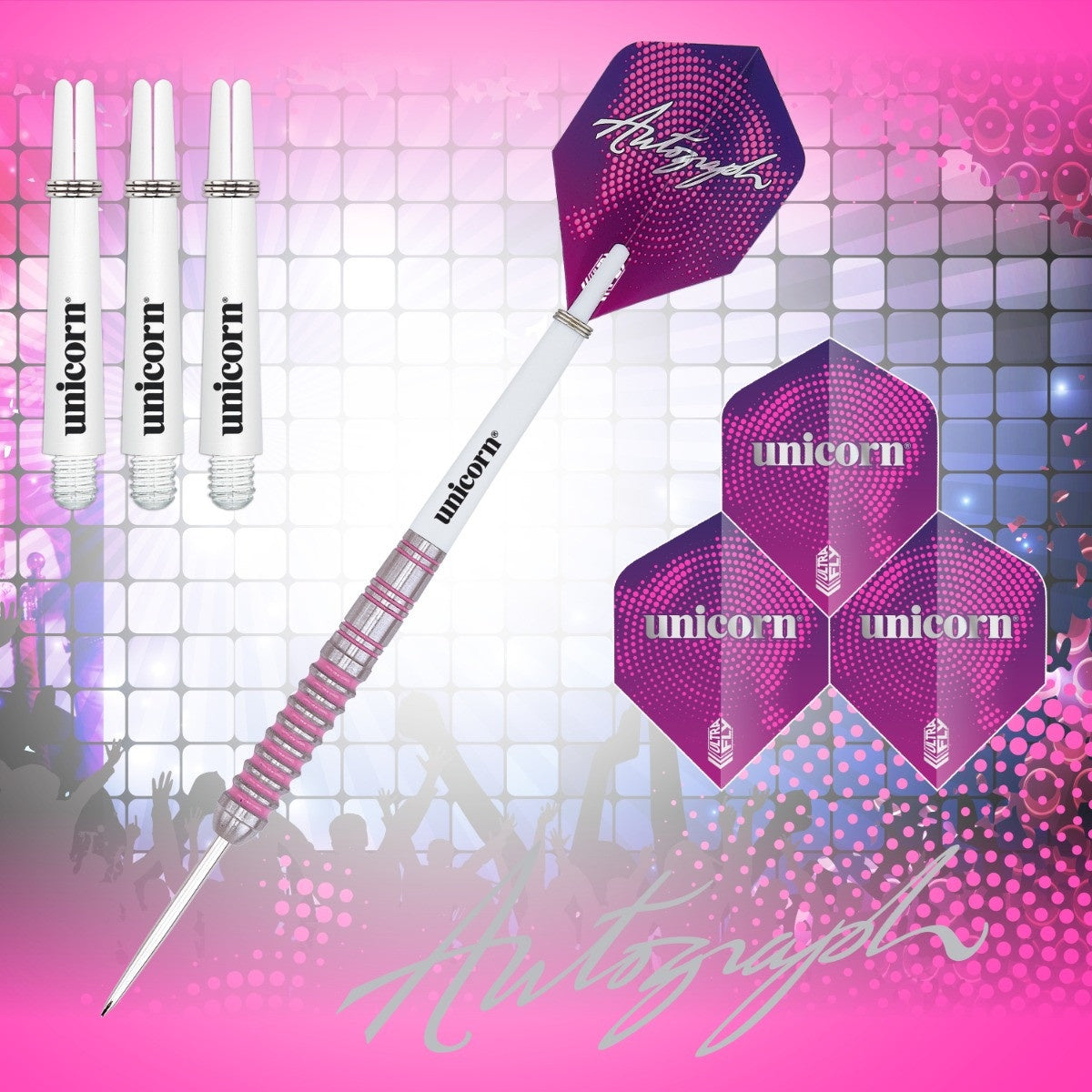 Unicorn Autograph Pink Ringed 80% Tungsten Steel Tip Darts