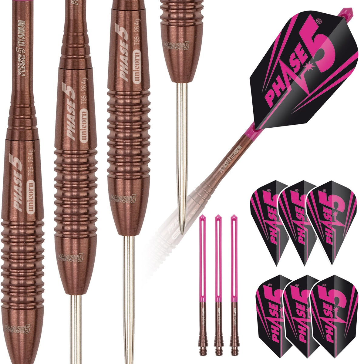 Unicorn Phase 5 Rosso 95% Tungsten Steel Tip Darts– Rebel Darts