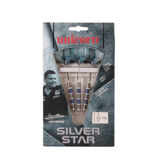 Gary Anderson Silver Star Style 4 80% Tungsten Steel Tip Darts by Unicorn