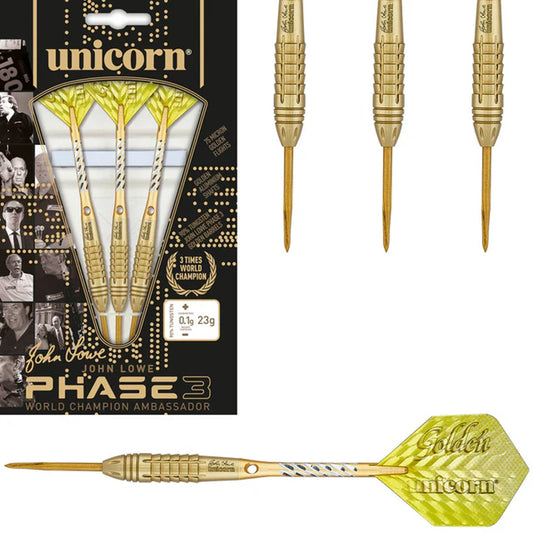 John Lowe Phase 3 World Champion 90% Tungsten Steel Tip Darts by Unicorn