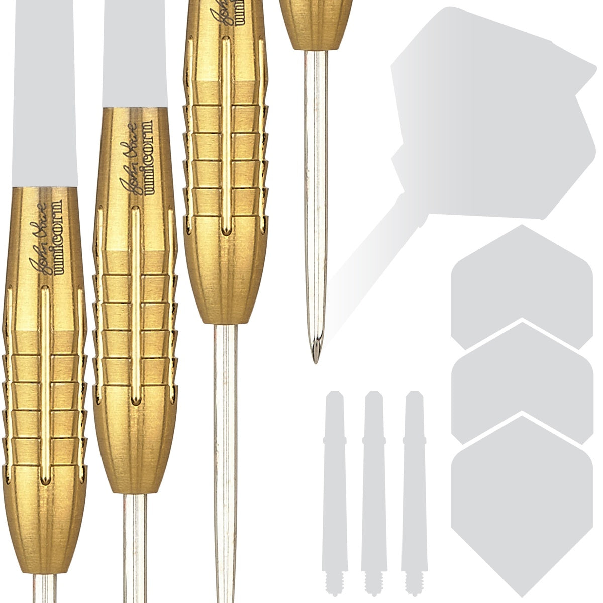 John Lowe Phase 2 Gold Shark Grip Purist 90% Tungsten Steel Tip Darts by Unicorn