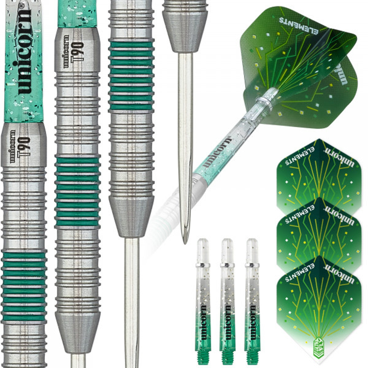 Unicorn T90 Type 2 Core XL Green 90% Tungsten Steel Tip Darts