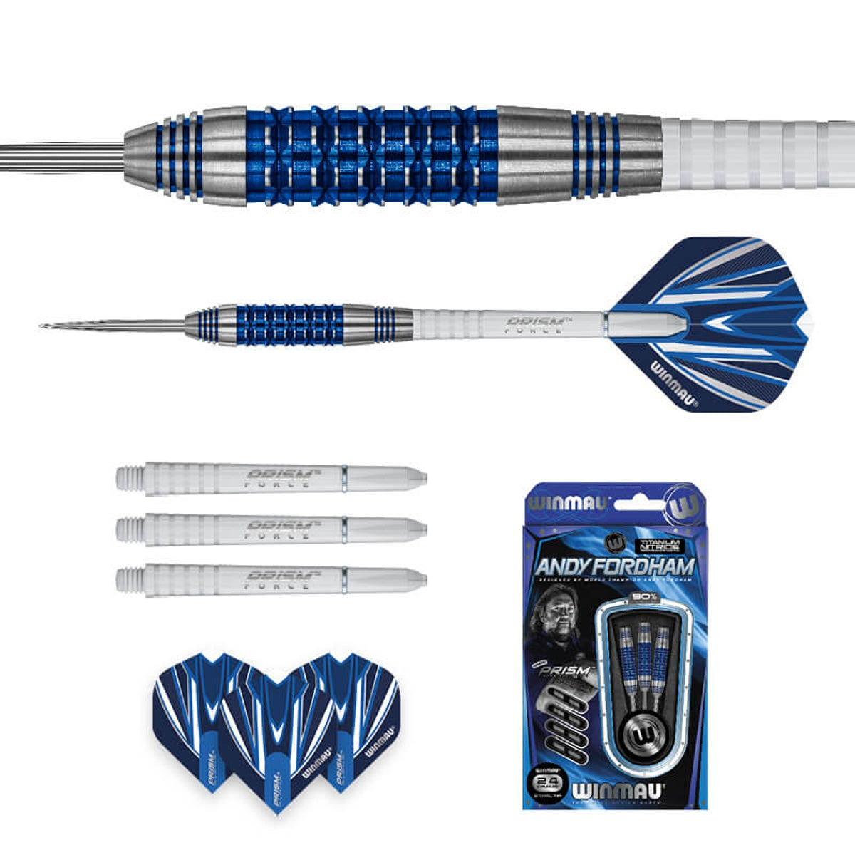 Andy Fordham Blue Titanium Nitride 90% Tungsten Steel Tip Darts by Winmau